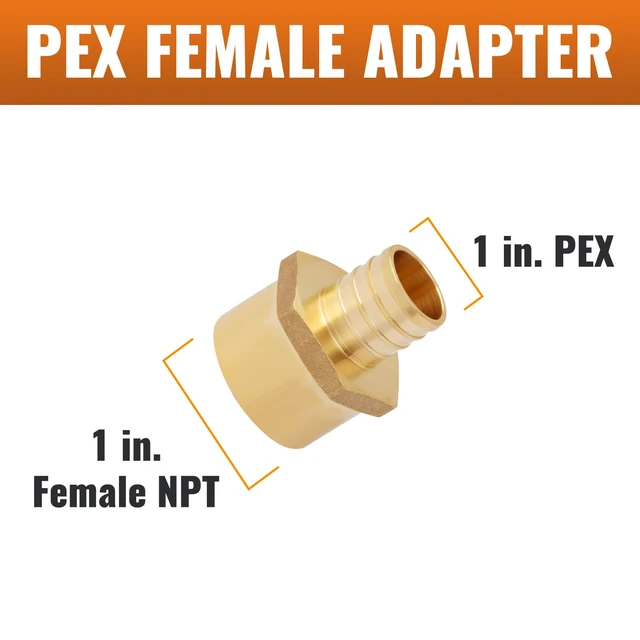 Alt view image 2 of 5 - 12-Pack 1" PEX to 1" Female NPT Adapter Fittings Brass