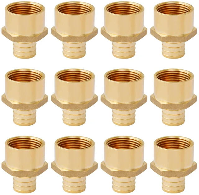 Main image of 12-Pack 1" PEX to 1" Female NPT Adapter Fittings Brass