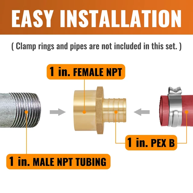 Alt view image 3 of 5 - 12-Pack 1" PEX to 1" Female NPT Adapter Fittings Brass