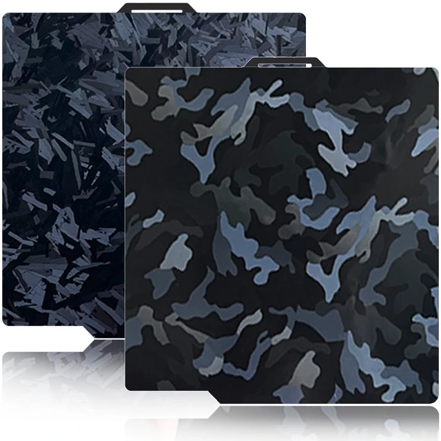 Main image of 257x257mm Camouflage+High-Rise Build Plate for Bambu Lab X2D/X1/X1C/X1E/P1P/P1S/P2S/A1,Double Sided Smooth Flexible Spring Steel Plate Heated Bed Platform for Bambu Lab 3D Printers