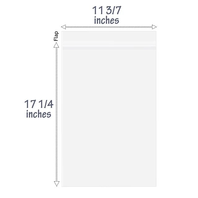 Alt view image 2 of 7 - 11x17 inches Clear Plastic Sleeve for Photos,Resealable Adhesive(100 Pack) Clear Bags for Pictures Art Prints Framing Mats Mattes (Bag Size: 11 3/7x 17 1/2 inches for 11x17 Mats)