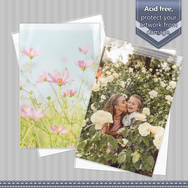 Alt view image 3 of 7 - 11x17 inches Clear Plastic Sleeve for Photos,Resealable Adhesive(100 Pack) Clear Bags for Pictures Art Prints Framing Mats Mattes (Bag Size: 11 3/7x 17 1/2 inches for 11x17 Mats)