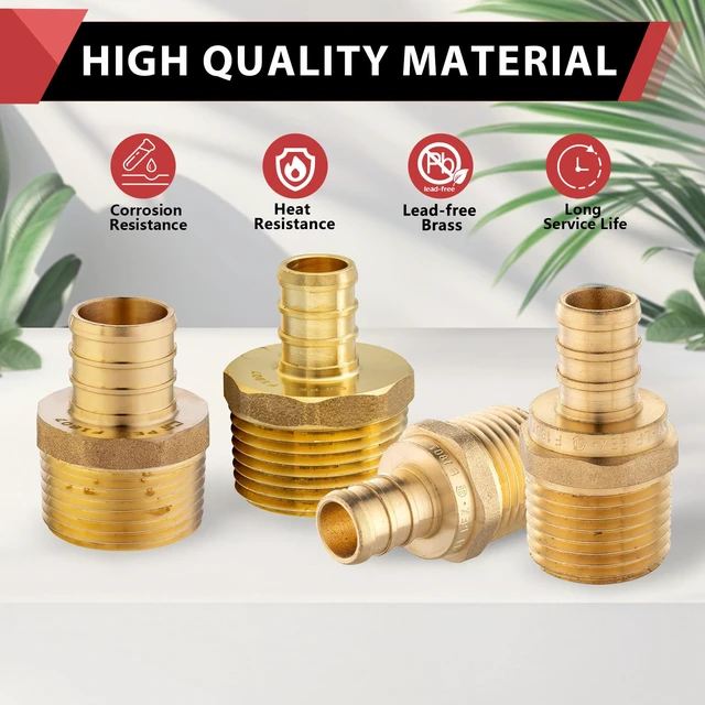 Alt view image 6 of 7 - 20PC Pex Barb Crimp Brass Fittings 1/2 Inch x 1/2 Inch NPT Male Adapter ASTM F1807,For Potable Water-PEX1807017(20)
