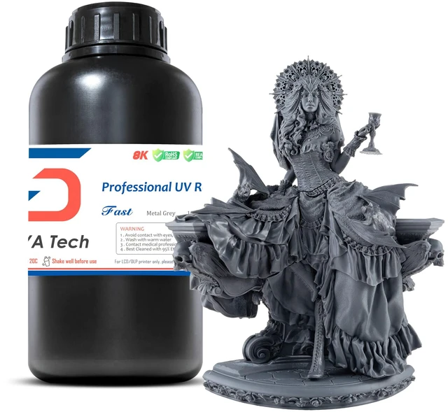 Main image of Fast ABS-Like 3D Printer Resin, Non-Brittle, Metal Grey, 1kg Easy to Print, Non-Brittle, High Precision, Rapid Photopolymer Resin, Ideal for 8K LCD/DLP 3D Printing