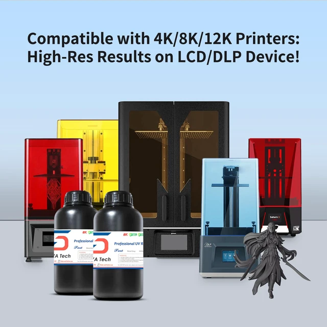 Alt view image 6 of 7 - Fast ABS-Like 3D Printer Resin, Non-Brittle, Metal Grey, 1kg Easy to Print, Non-Brittle, High Precision, Rapid Photopolymer Resin, Ideal for 8K LCD/DLP 3D Printing