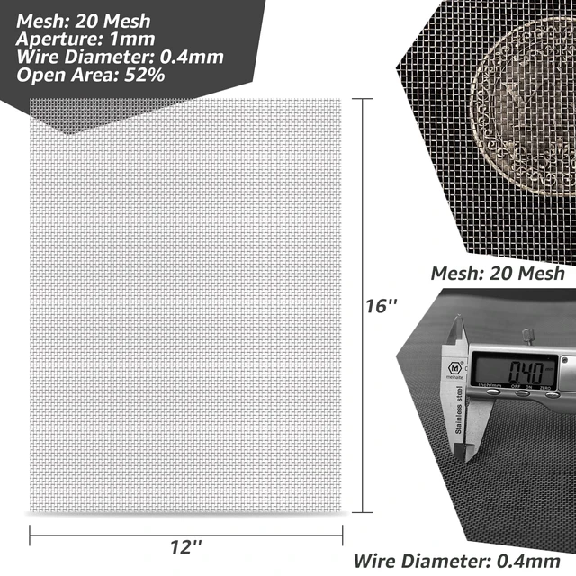 Alt view image 3 of 7 - 4 Pack 12x16 Inch Wire Mesh, 20 Mesh Stainless Steel Rustproof, Easy To Trim Hardware Cloth, Chicken Wire Mesh, Multi Purpose for Ventilation Cage Filtration Diy Works