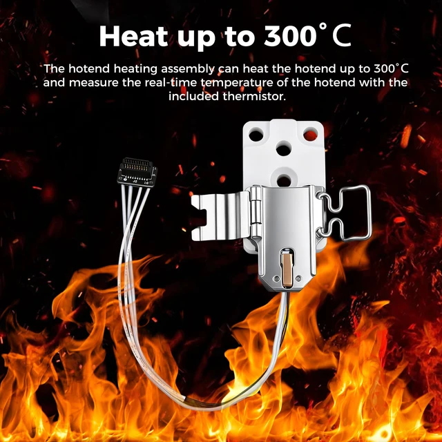 Alt view image 2 of 6 - Original A1 Mini,A1 Hotend Heating Assembly Kit 300 Quick Swap Clamp with Heater&Thermistor, Ceramic Heating Base,Nozzle Mount Clip,Print Head Parts for A1 3D Printer