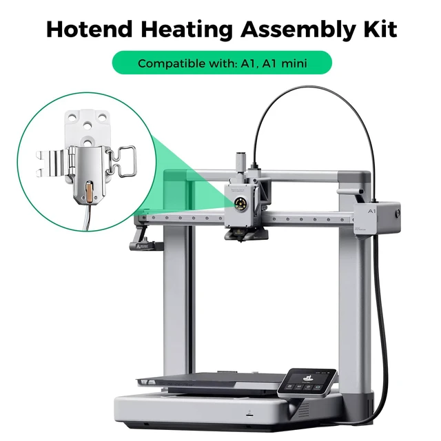 Alt view image 4 of 6 - Original A1 Mini,A1 Hotend Heating Assembly Kit 300 Quick Swap Clamp with Heater&Thermistor, Ceramic Heating Base,Nozzle Mount Clip,Print Head Parts for A1 3D Printer