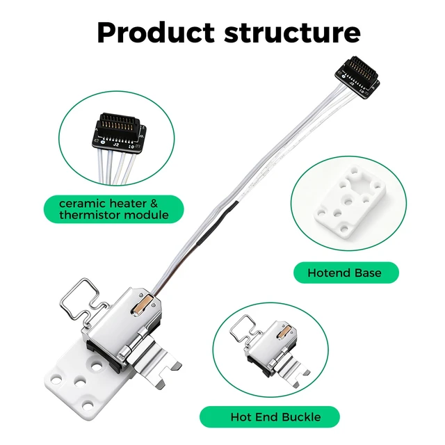 Alt view image 5 of 6 - Original A1 Mini,A1 Hotend Heating Assembly Kit 300 Quick Swap Clamp with Heater&Thermistor, Ceramic Heating Base,Nozzle Mount Clip,Print Head Parts for A1 3D Printer