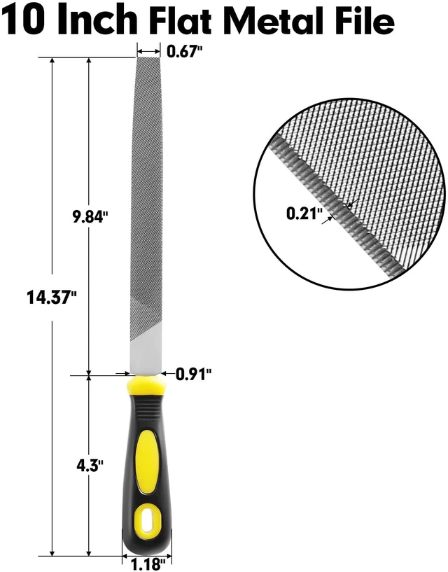 Alt view image 2 of 7 - 10 in Flat Hand Metal File,Durable Metal Files for Steel,Wood File High Carbon Steel Files Tools for Metal Wood and Stone Trimming, Shaping, Bastard File with Uniform Teeth & Ergonomic Handle