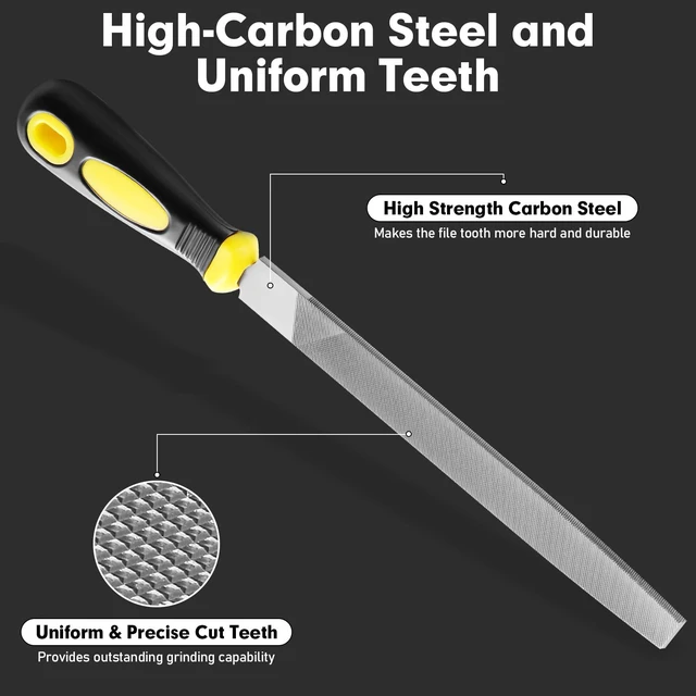 Alt view image 3 of 7 - 10 in Flat Hand Metal File,Durable Metal Files for Steel,Wood File High Carbon Steel Files Tools for Metal Wood and Stone Trimming, Shaping, Bastard File with Uniform Teeth & Ergonomic Handle