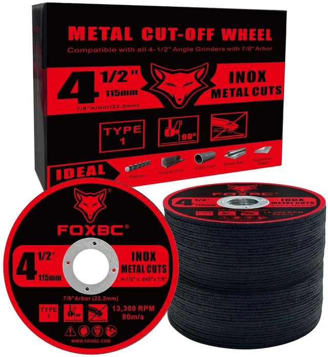 Main image of 4-1/2 Inch Cut Off Wheel Discs for Angle Grinder, Cutting for Metal & Stainless Steel, 4-1/2" x.045" x 7/8" - 50 Pack