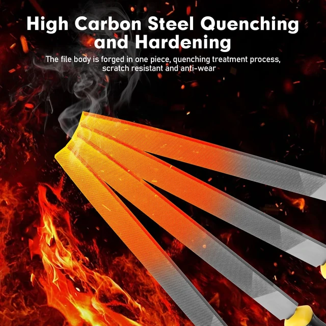 Alt view image 6 of 7 - 10 in Flat Hand Metal File,Durable Metal Files for Steel,Wood File High Carbon Steel Files Tools for Metal Wood and Stone Trimming, Shaping, Bastard File with Uniform Teeth & Ergonomic Handle