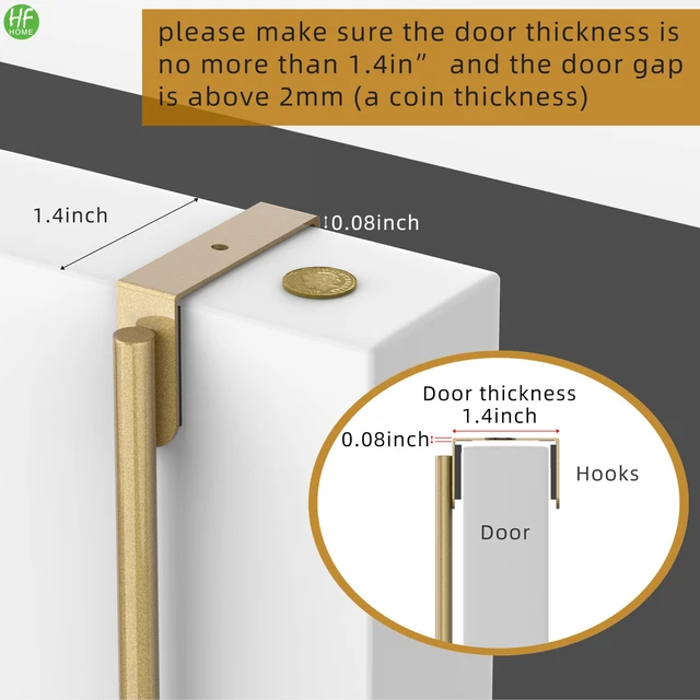 Alt view image 2 of 6 - 4 Packs Over The Door Double Hanger Hooks, Metal Twin Hooks Organizer for Hanging Coats, Hats, Robes, Towels- Gold