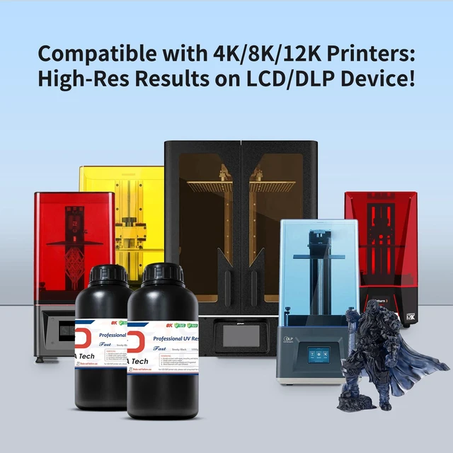 Alt view image 4 of 6 - Fast ABS-Like 3D Printer Resin 405nm UV-Curing Non-Brittle High Precision 3D Printing Liquid Standard Photopolymer Resin for LCD DLP 3D Printing 8K Capable (Smoky Black, 1kg)