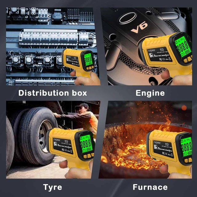 Alt view image 6 of 6 - Infrared Thermometer Temperature Gun 1796°F, 50:1 Laser Temp IR Digital for Pizza Oven, BBQ, Griddle, Cooking, HVAC, Engine Diagnostics