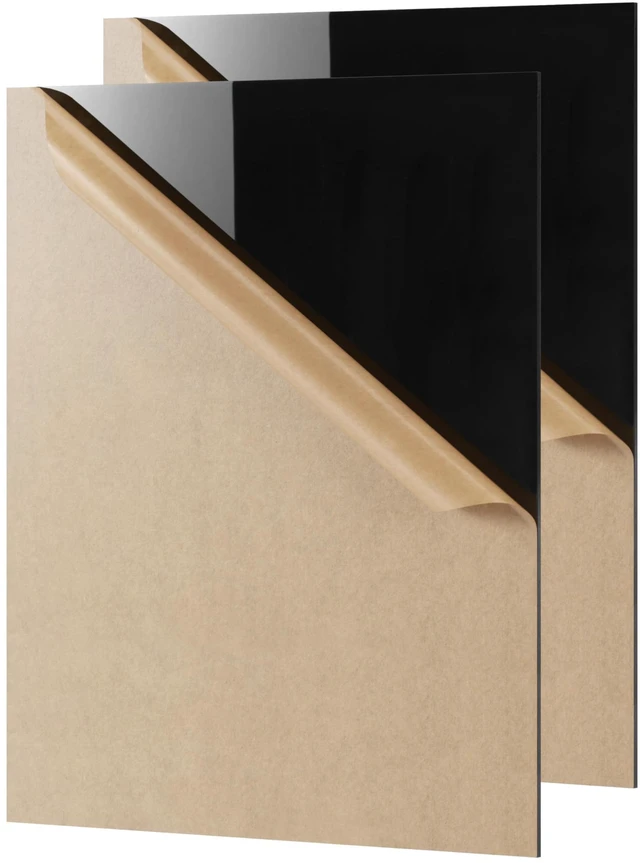 Main image of Black Cast Acrylic Sheet 18" x 24" x 1/8" Thick (3mm), Pack of 2 Opaque; Plexiglass Panel; Square; for Craft Projects, Sign, Laser Cutting, Engraving, Photography
