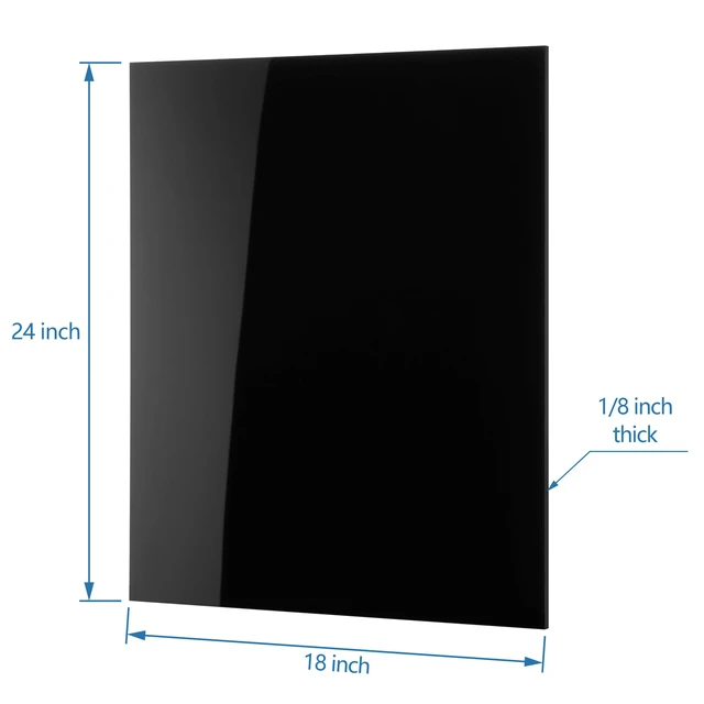 Alt view image 3 of 7 - Black Cast Acrylic Sheet 18" x 24" x 1/8" Thick (3mm), Pack of 2 Opaque; Plexiglass Panel; Square; for Craft Projects, Sign, Laser Cutting, Engraving, Photography