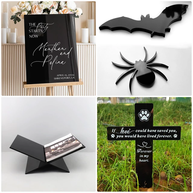 Alt view image 7 of 7 - Black Cast Acrylic Sheet 18" x 24" x 1/8" Thick (3mm), Pack of 2 Opaque; Plexiglass Panel; Square; for Craft Projects, Sign, Laser Cutting, Engraving, Photography
