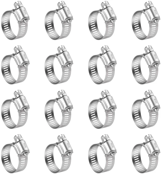 Main image of Stainless Steel Hose Clamps - 16 Pack Worm Gear Drive Hose Clamps SAE 10 Clamping Range of 1/2'' to 1-1/16'' (13mm-26mm) for Automotive Plumbing,1/2 Inch, 3/4 Inch,1 Inch Clamps