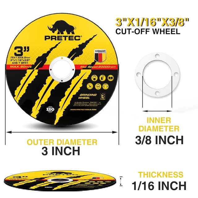 Alt view image 3 of 7 - Cut Off Wheels 3 Inch, 55 Pack with Mandrel Kit for Die Grinder 3"x 3/8" Cutting Disc with 1/4 in Mounting Mandrel Kit, for Metal & Stainless Steel Rotary Tool Drill Attachment