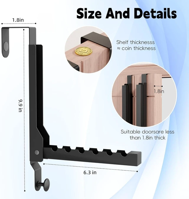 Alt view image 3 of 7 - 2 Pack Heavy Duty Over the Door Hooks, Compact Foldable Over the Door Hanger, Portable Compact Over Door Drying Rack for Laundry, Metal Over the Door Clothes Hanger, Rustproof & Waterproof, (Black)