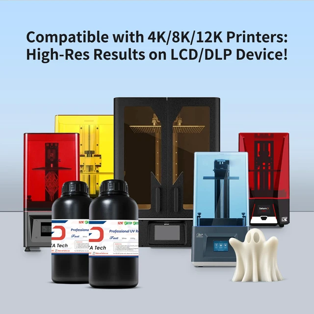 Alt view image 3 of 7 - Fast ABS-Like 3D Printer Resin 405nm UV-Curing Non-Brittle High Precision 3D Printing Liquid Standard Photopolymer Resin for LCD DLP 3D Printing 8K Capable (White, 1kg)