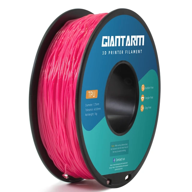 Alt view image 6 of 6 - TPU Filament 1.75mm 1Kg(2.2lbs), Pink Filament TPU, 95A Flexible 3D Printer Filament with High Elasticity, ±0.03mm Accuracy, Neatly Wound & Moistureproof, Non-Clogging,TPU Pink