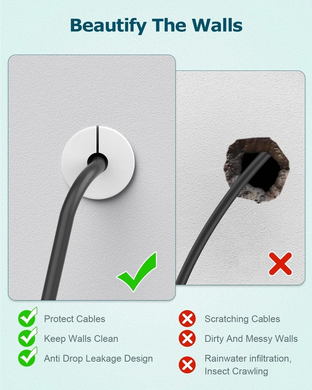 Alt view image 4 of 5 - 12PCS 3/4Inch Starlink Wall Grommets White Cable Grommet for Starlink Wire Wall Pass Through Bushing Grommets, 19mm Diameter Silicone Waterproof,3/4 Inch Starlink Cable Routing Kit White