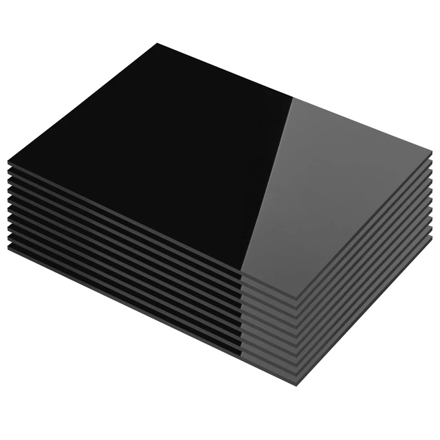 Main image of Pack of 10 Black Cast Acrylic Sheet 8" x 12" x 1/8" Thick (3mm) Opaque; Plexiglass Panel; Square; for Craft Projects, Sign, Laser Cutting, Engraving, Photography
