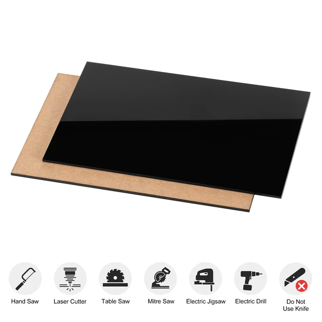 Alt view image 4 of 7 - Pack of 10 Black Cast Acrylic Sheet 8" x 12" x 1/8" Thick (3mm) Opaque; Plexiglass Panel; Square; for Craft Projects, Sign, Laser Cutting, Engraving, Photography