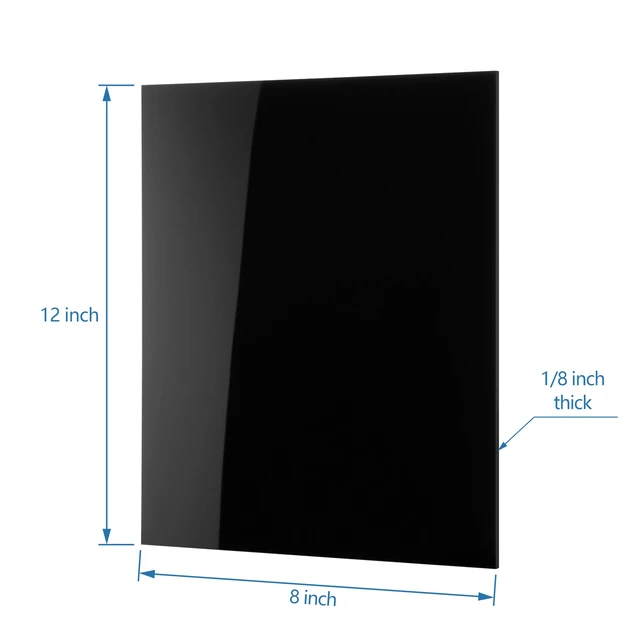 Alt view image 3 of 7 - Pack of 10 Black Cast Acrylic Sheet 8" x 12" x 1/8" Thick (3mm) Opaque; Plexiglass Panel; Square; for Craft Projects, Sign, Laser Cutting, Engraving, Photography