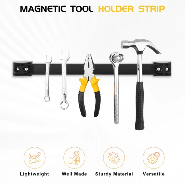 Alt view image 4 of 6 - Heavy Duty Magnetic Tool Holder, 5 Pack 18" Wall Mount Organizer Space-saving Magnetic Strip, Magnetic Knife Holder, Screwdrivers, Wrenches, Pliers, Garage and kitchen Organization