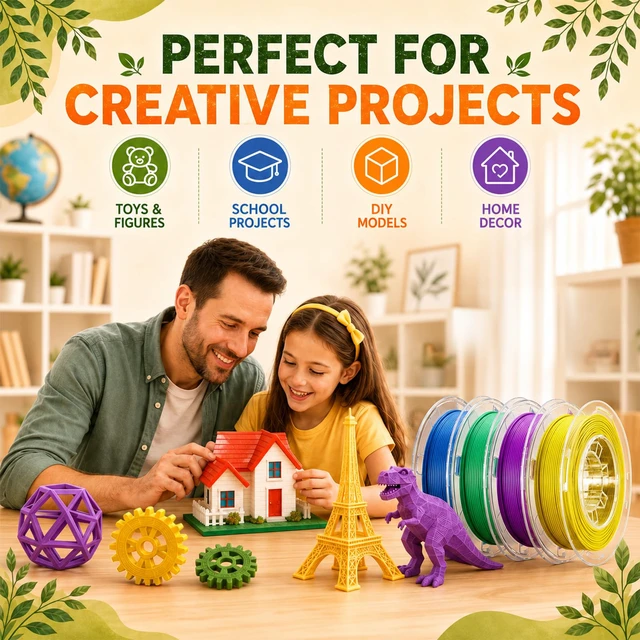 Alt view image 6 of 7 - PLA Filament Set 1.75mm (±0.02mm), 4-Pack, 200 g (0.44 lb) per Spool Multi-Color Bundle for Most FDM 3D Printers, Low-Odor, Safety-Tested, Tangle-Free & Moisture-Protected for Home & Classroom