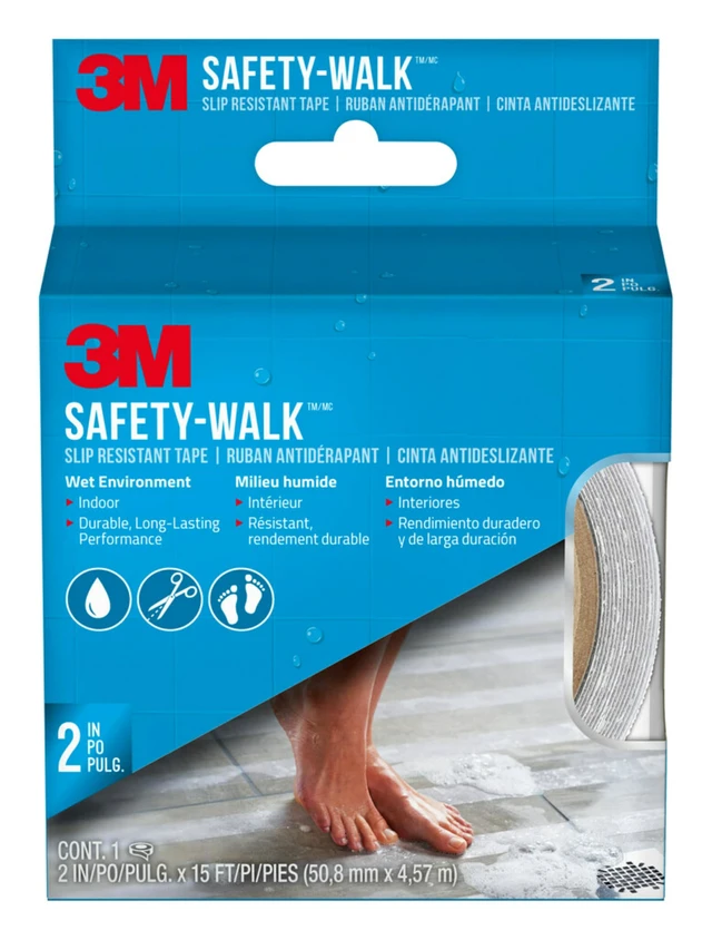 Alt view image 6 of 6 - Safety-Walk 2 in x 15 ft Clear Anti-Slip Tape, Self-Adhesive, Long-Lasting Grip for Wet Areas, Clear, 2 Inch (Pack of 3)