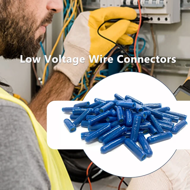 Alt view image 4 of 6 - 1000pcs B Connector Wire Telephone Alarm Wire Crimp Beanies Splices for Low Voltage (Blue Type I)