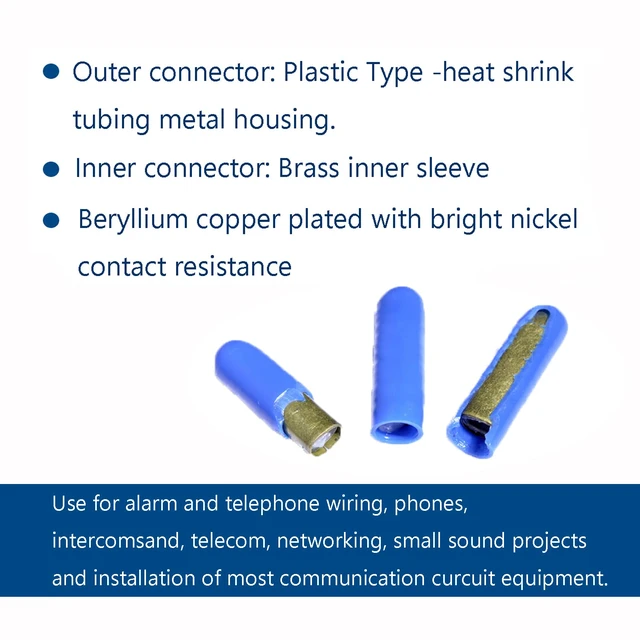 Alt view image 5 of 6 - 1000pcs B Connector Wire Telephone Alarm Wire Crimp Beanies Splices for Low Voltage (Blue Type I)