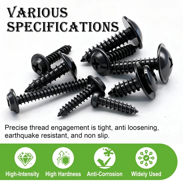 Alt view image 5 of 6 - 280PCS Automotive Screws Kit,#8#10#12#14 Phillips Head Automotive Body Self Tapping Screws(24 Size)
