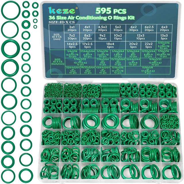 Main image of 595 Pcs Air Conditioning O Ring Kit,36 Size Seal Rubber O-Rings Assortment Set for Compressor Automotive A/C Plumbing Repair ID:3-22mm