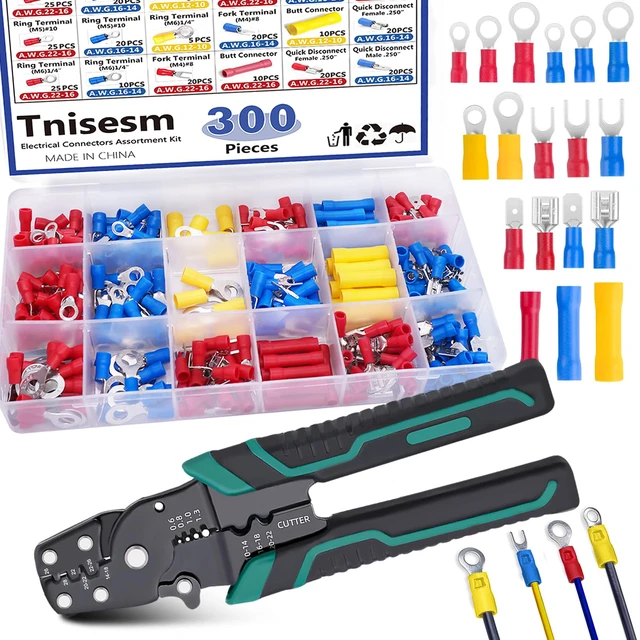Main image of Insulated Wire Electrical Connectors Assortment Kit with Ring, Spade, Butt, Quick Disconnect, Crimp Automotive Cable Terminals