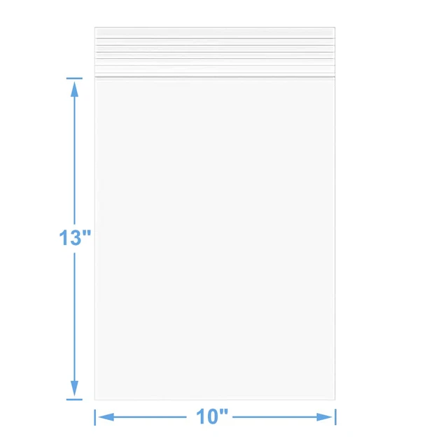 Alt view image 2 of 7 - 50PCS 10"x13" 5 Mil Large Clear Zip Seal Lock Plastic Reclosable Poly Bag Heavy-Duty Durable Resealable Zipper Bag Waterproof for Photo Cards Snacks Seeds Food Storage
