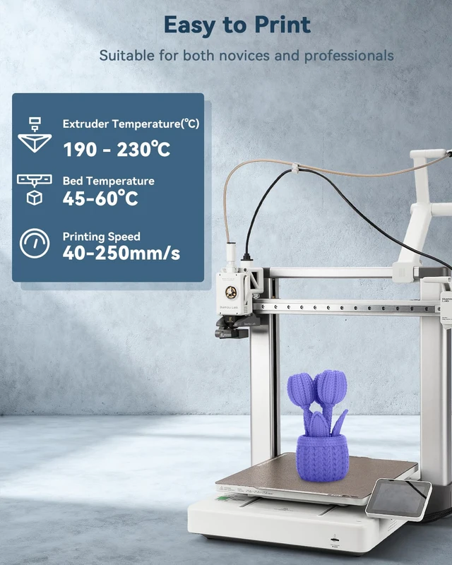Alt view image 3 of 7 - PLA Filament 1.75mm,3D Printer Filament,1kg Cardboard Spool (2.2lbs),Dimensional Accuracy +/- 0.03 mm,Vacuum Packaging Odor Free Clog Free Fit Most 3D FDM Printer,Periwinkle Blue