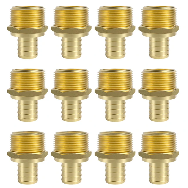 Main image of 12-Pack 1" PEX to 1" NPT Male Adapter Brass 1 Inch PEX Male Adapter