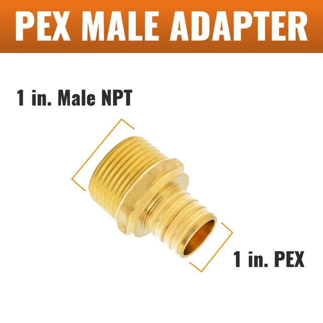 Alt view image 2 of 5 - 12-Pack 1" PEX to 1" NPT Male Adapter Brass 1 Inch PEX Male Adapter