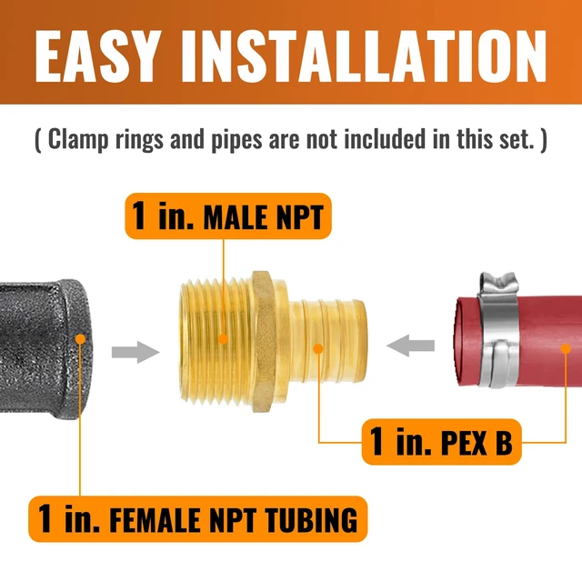 Alt view image 3 of 5 - 12-Pack 1" PEX to 1" NPT Male Adapter Brass 1 Inch PEX Male Adapter