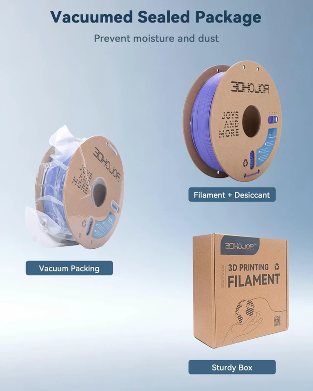 Alt view image 5 of 7 - PLA Filament 1.75mm,3D Printer Filament,1kg Cardboard Spool (2.2lbs),Dimensional Accuracy +/- 0.03 mm,Vacuum Packaging Odor Free Clog Free Fit Most 3D FDM Printer,Periwinkle Blue