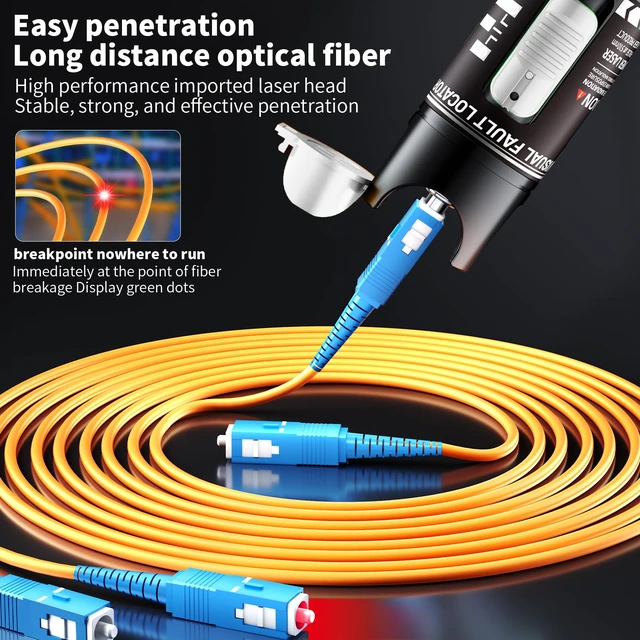 Alt view image 2 of 7 - Visual Fault Locator 80KM - VFL Fiber Optic Tester Kit Include Single Mode 9/125um FC Male to LC Female Adapter, Fiber Optic Lights for Network Cable (Battery not Included)