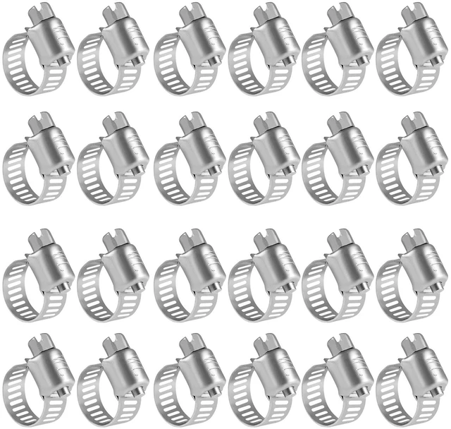 Main image of Stainless Steel Hose Clamps 1/2'' - 24PK Size 4 Worm Gear Drive Hose Clamps Small Clamping Range 1/4 Inch to 5/8 Inch (6mm-16mm) for Automotive Fuel Line,1/4 Inch,1/2 Inch