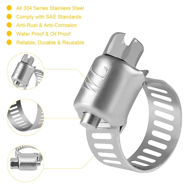 Alt view image 2 of 7 - Stainless Steel Hose Clamps - 22 Pack Worm Gear Drive Hose Clamps Micro Size 6 Clamping Range from 5/16 Inch to 7/8 Inch (8mm-22mm) for Automotive Plumbing, 1/2'', 3/4'' Clamps