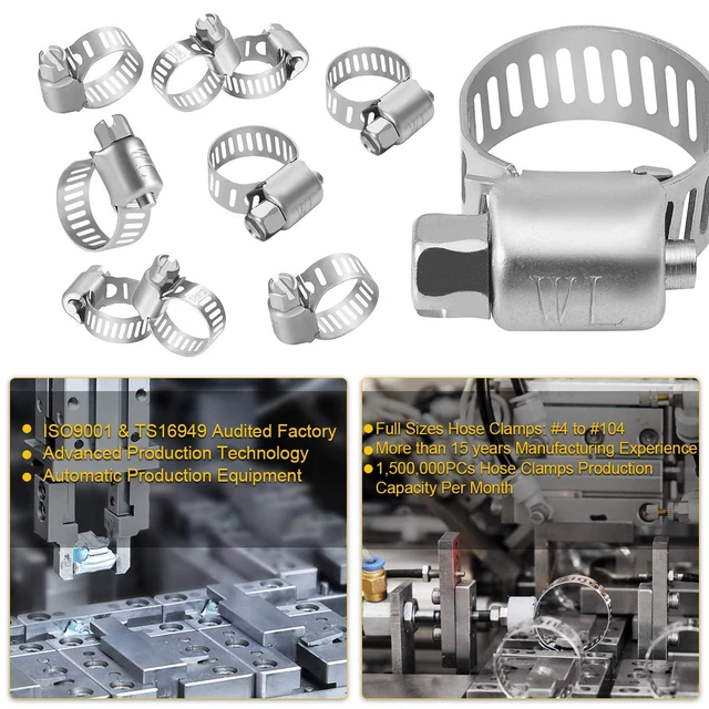 Alt view image 5 of 7 - Stainless Steel Hose Clamps - 22 Pack Worm Gear Drive Hose Clamps Micro Size 6 Clamping Range from 5/16 Inch to 7/8 Inch (8mm-22mm) for Automotive Plumbing, 1/2'', 3/4'' Clamps